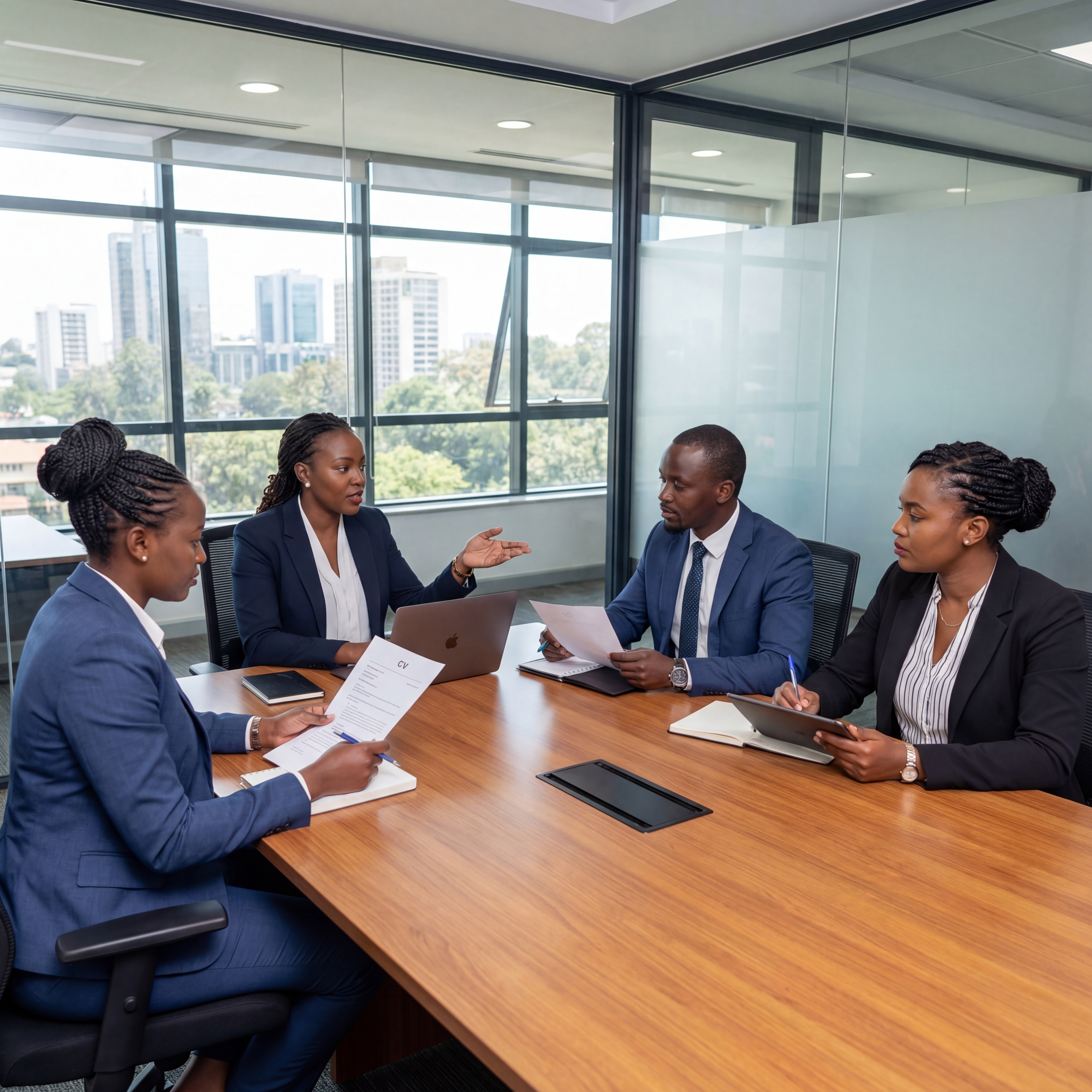 Equipe de professionnels en reunion de recrutement